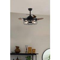 3 Blade Caged Farmhouse Style Fan Ceiling Light