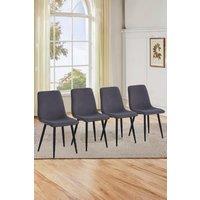 Set of 4 Matte Velvet Dining Chair with Metal Legs
