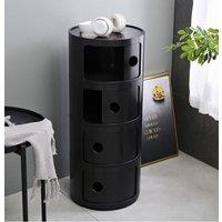 Living and Home 4-Tiered Plastic Storage Drawer Unit in Black