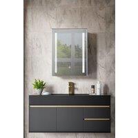 50cm W x 70cm H Bathroom LED Anti-Fog Makeup Mirror Cabinet with Touch Switch and Shelves
