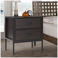 2 Drawers Retro Style Wooden Bedside Cabinet
