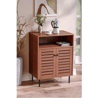 Mid-Century Wooden Double Door Sideboard Storage Cabinet with 2-tier Shelves Bathroom Pantry