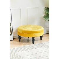 Round Velvet Tufted Buttoned Footstool