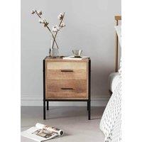 Living and Home Wooden Nightstand Sofa Side Table With 2 Drawers in Brown