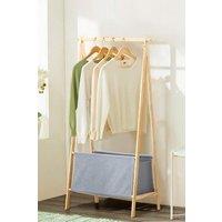 1-Tier Portable Wooden Clothes Rack Garment Rack Storage Box Shelves Bedroom