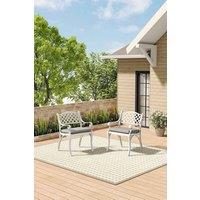 Living and Home 2Pcs Set Retro Cast Aluminum Garden Chairs in White