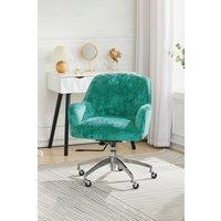 Green Velvet Upholstered Wheeled Swivel Office Chair