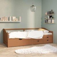 3-Seater Day Bed with Drawers Honey Brown Solid Pinewood 90x200 cm