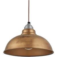 Industville Old Factory Pendant, 12 Inch, Brass, Light Pewter Holder in Bronze