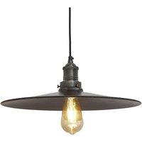 Industville Brooklyn Flat Pendant, 15 Inch, Pewter, Pewter Holder in Dark Grey
