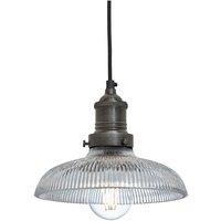 Industville Brooklyn Glass Dome Pendant, 8 Inch, Pewter Holder in Dark Grey