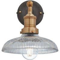 Industville Brooklyn Glass Dome Wall Light, 8 Inch, Brass Holder in Bronze