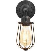 Industville Orlando Wire Cage Wall Light, 4 Inch, Pewter in Dark Grey