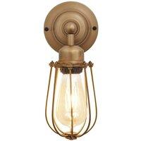 Industville Orlando Wire Cage Wall Light, 4 Inch, Brass in Bronze
