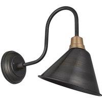 Industville Swan Neck Cone Wall Light, 8 Inch, Pewter in Dark Grey