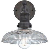 Industville Brooklyn Glass Dome Wall Light, 8 Inch, Pewter Holder in Dark Grey