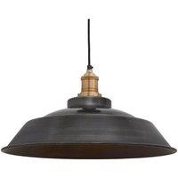 Industville Brooklyn Step Pendant, 16 Inch, Pewter, Brass Holder in Dark Grey