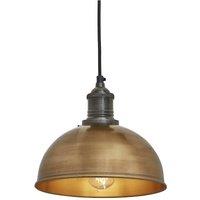 Brooklyn Dome Pendant, 8 Inch, Brass, Pewter Holder