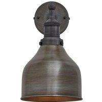 Industville Brooklyn Cone Wall Light, 7 Inch, Pewter, Pewter Holder in Dark Grey