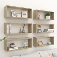 Berkfield Home Wall Cube Shelf 6 pcs Sonoma Oak 60x15x23 cm Engineered Wood in Brown | Size: 60 x 15 x 23 cm