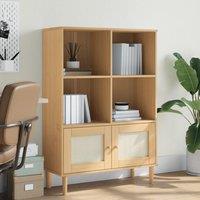 Bookcase SENJA Rattan Look Brown 90x35x130 cm Solid Wood Pine