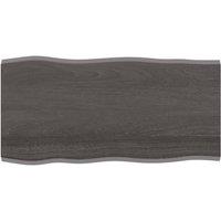 Table Top Dark Grey 100x50x2 cm Treated Solid Wood Oak Live Edge
