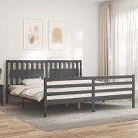 Bed Frame with Headboard Grey 200x200 cm Solid Wood