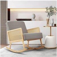 Linen Wooden Rocking Armchair