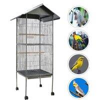 160cm Metal Frame Bird Play Stand with Feeding Bowls and Ladders
