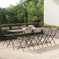 Berkfield Home Folding Bistro Chairs 8 pcs Grey Poly Rattan & Steel