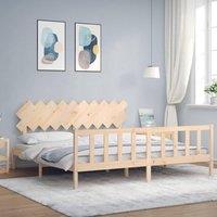 Bed Frame with Headboard 200x200 cm Solid Wood