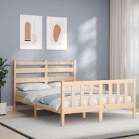 Berkfield Home Bed Frame with Headboard 140x200 cm Solid Wood in Brown