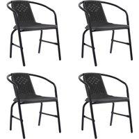 Berkfield Home Garden Chairs 4 pcs Plastic Rattan & Steel 110 kg in Black