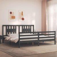 Bed Frame with Headboard Grey 200x200 cm Solid Wood