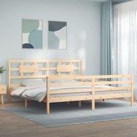 Bed Frame with Headboard 200x200 cm Solid Wood