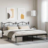 Metal Bed Frame with Headboard Black 193x203 cm