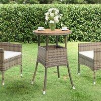 Garden Table 60x75 cm Acacia Wood and Poly Rattan Grey