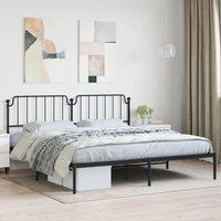 Metal Bed Frame with Headboard Black 193x203 cm