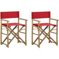 Berkfield Home Folding Director's Chairs 2 pcs Red Bamboo & Fabric