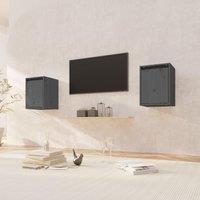 Wall Cabinets 2 pcs Grey 30x30x40 cm Solid Wood Pine