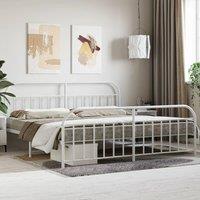 Berkfield Home Metal Bed Frame with Headboard & Footboard White 200x200 cm