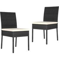 Berkfield Home Garden Dining Chairs 2 pcs Poly Rattan Black