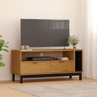 Berkfield Home TV Cabinet FLAM 110x40x50 cm Solid Wood Pine in Brown | Size: 110 x 40 x 50 cm