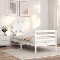Berkfield Home Bed Frame with Headboard White 90x200 cm Solid Wood