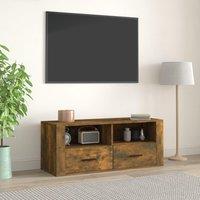 Berkfield Home TV Cabinet Smoked Oak 100x35x40 cm Engineered Wood in Brown | Size: 100 x 35 x 40 cm