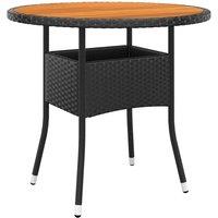 Garden Table 80x75 cm Acacia Wood and Poly Rattan Black