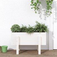 Berkfield Home Garden Planter White 62x30x38 cm Solid Wood Pine | Size: 62 x 30 x 38 cm