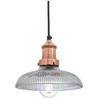 Brooklyn Glass Dome Pendant, 8 Inch, Copper Holder