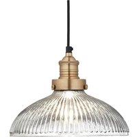 Brooklyn Glass Dome Pendant, 12 Inch, Brass Holder