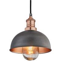 Brooklyn Outdoor & Bathroom Dome Pendant, 8 Inch, Pewter & Copper, Copper Holder